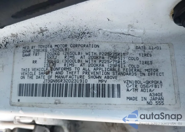 JT3GN86R320231910: 44107040