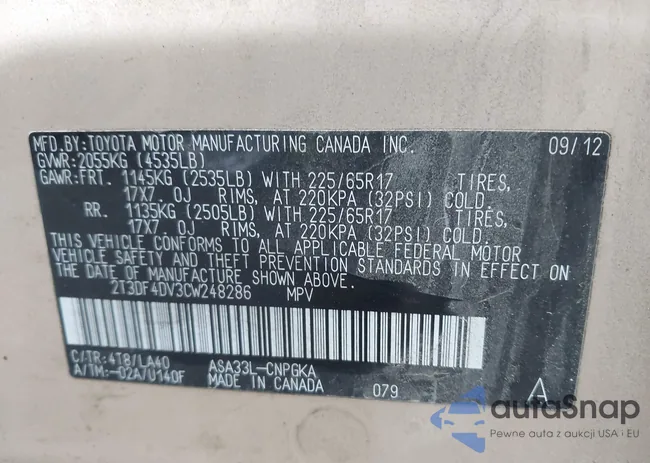 2T3DF4DV3CW248286: 44106380