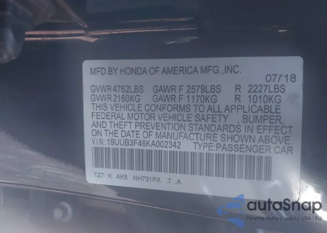 19UUB3F46KA002342: 44106435