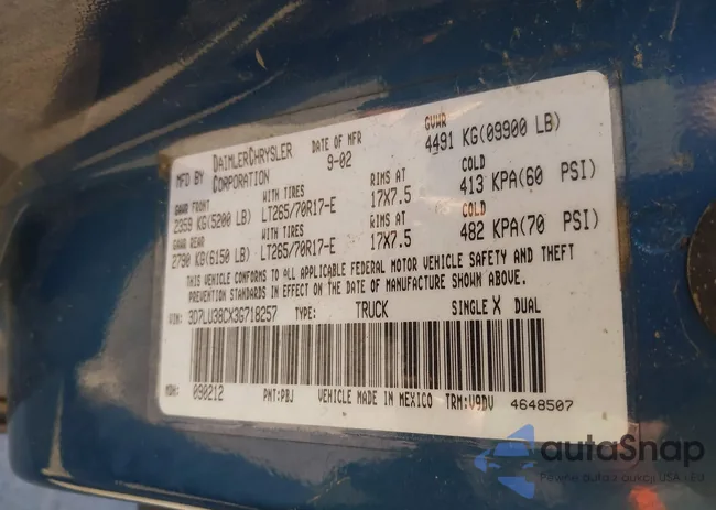 3D7LU38CX3G718257: 44107545