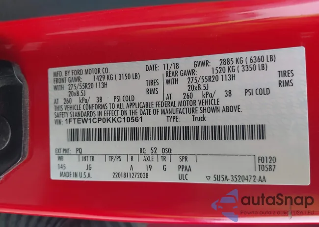 1FTEW1CP0KKC10561: 44107570