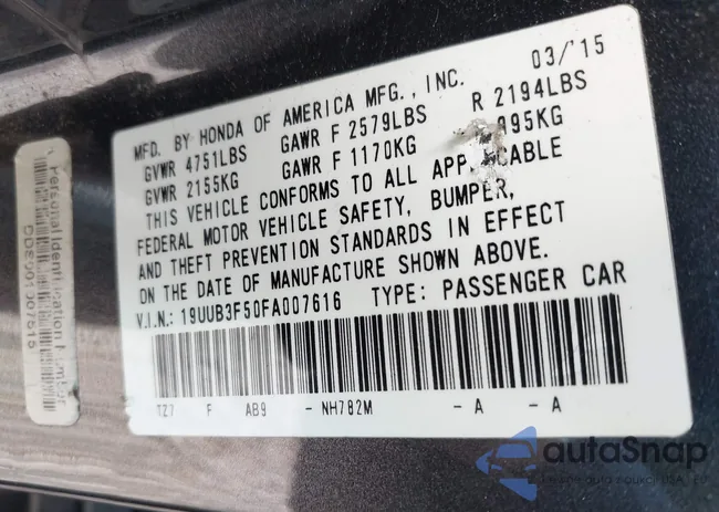 19UUB3F50FA007616: 44107626