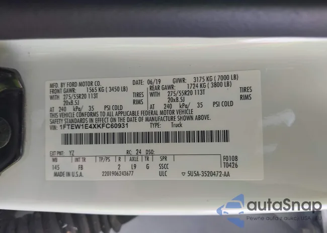 1FTEW1E4XKFC60931: 44107633