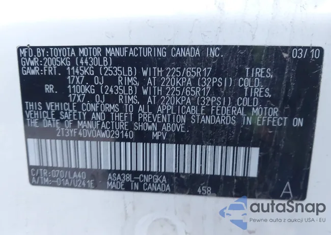 2T3YF4DV0AW029140: 44107675