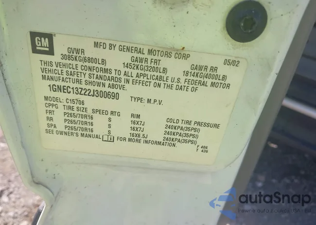 1GNEC13Z22J300690: 44107964