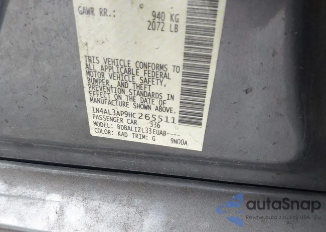 1N4AL3AP9HC265511: 44107973