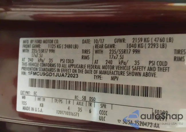 1FMCU9GD1JUA72023: 44108011