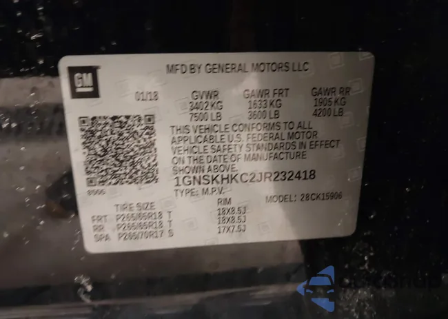 1GNSKHKC2JR232418: 44108015