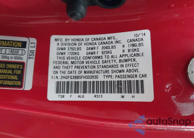 2HGFG3B85FH503930: 44107188