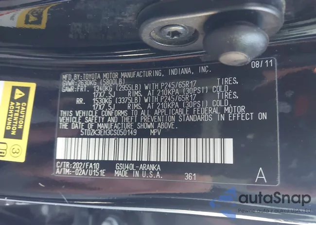 5TDZK3EH3CS050149: 44107238