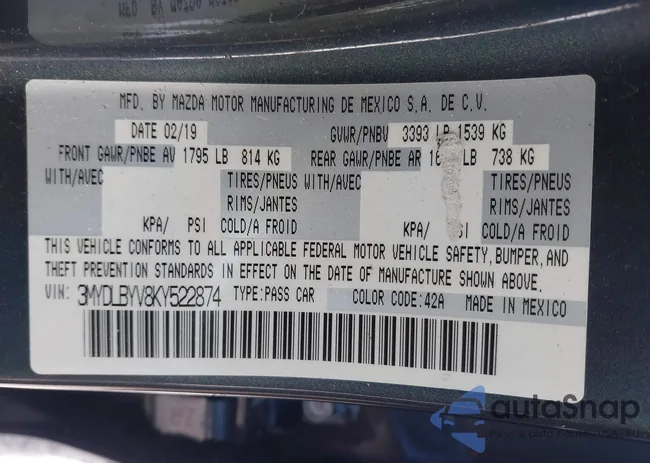 3MYDLBYV8KY522874: 44107254