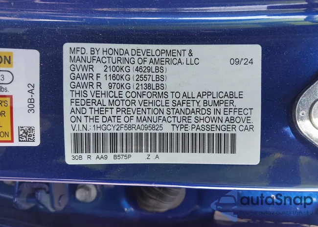1HGCY2F58RA095825: 44107324