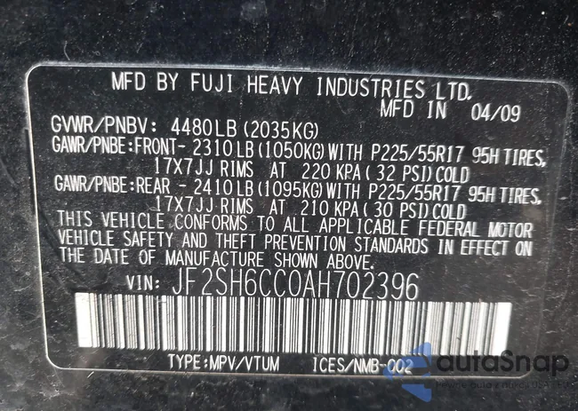 JF2SH6CC0AH702396: 44107390