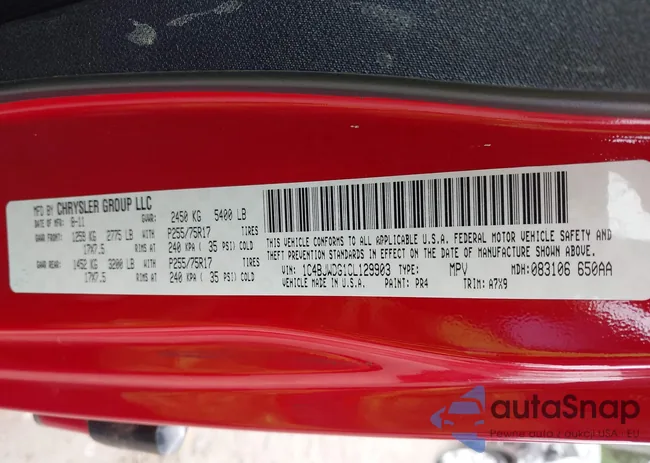 1C4BJWDG1CL129903: 44107449