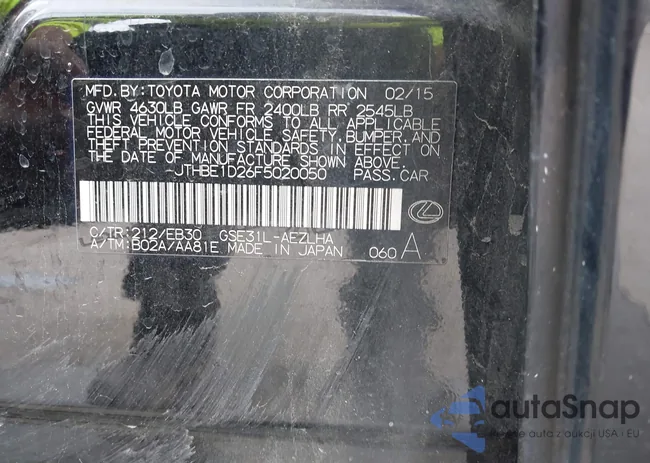 JTHBE1D26F5020050: 44107467