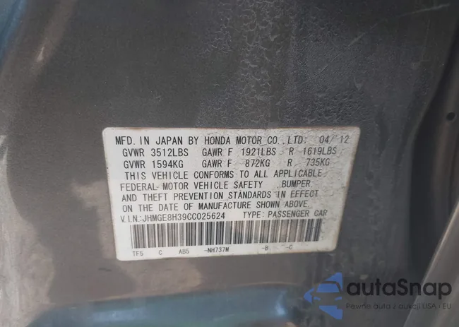 JHMGE8H39CC025624: 44108664