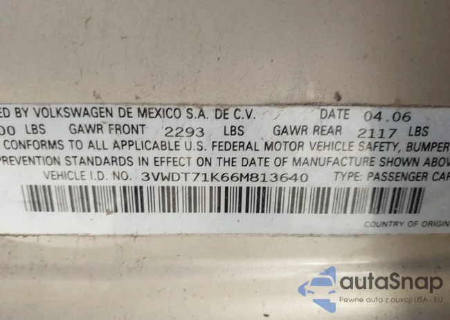 3VWDT71K66M813640: 44108905