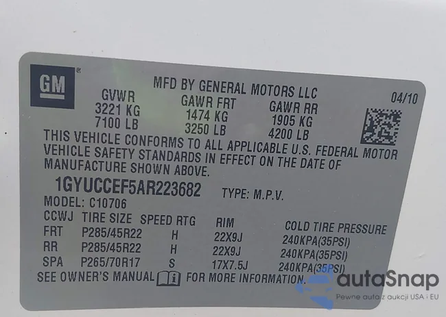 1GYUCCEF5AR223682: 44108968