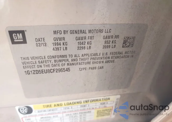 1G1ZD5EU8CF296545: 44109030