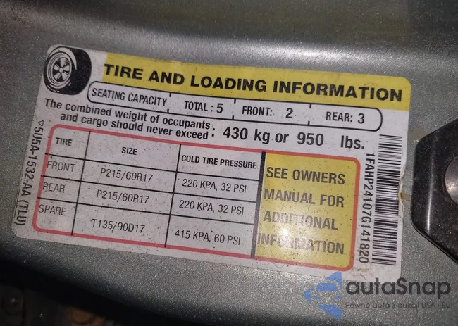 1FAHP24107G141820: 44109046