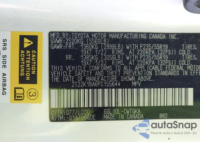 2T2ZK1BA6FC155644: 44108306