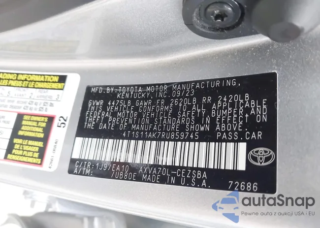 4T1S11AK7RU859745: 44108430