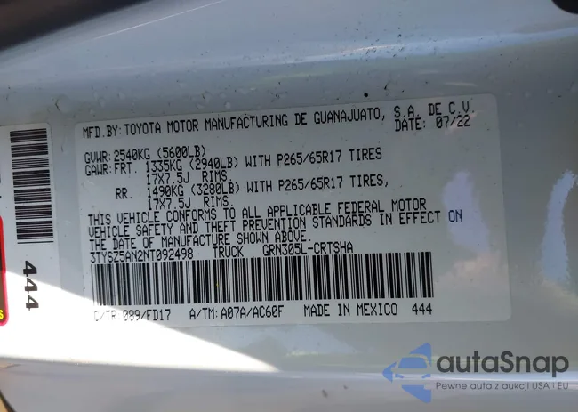 3TYSZ5AN2NT092498: 44109548