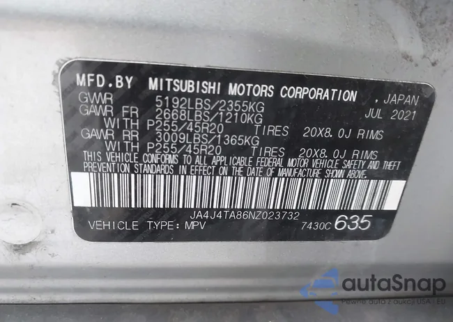 JA4J4TA86NZ023732: 44109584