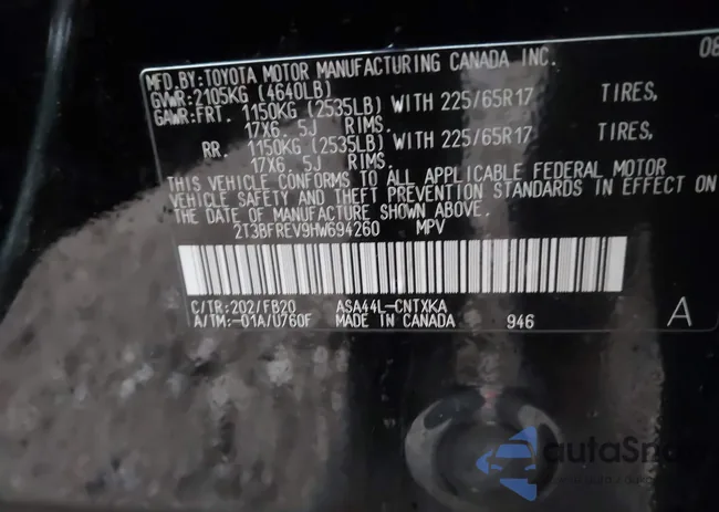 2T3BFREV9HW694260: 44109601