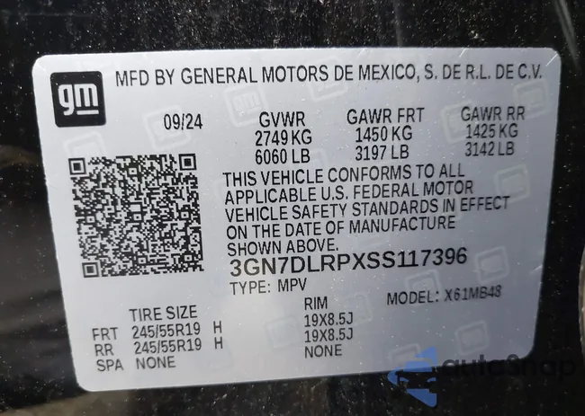 3GN7DLRPXSS117396: 44109678