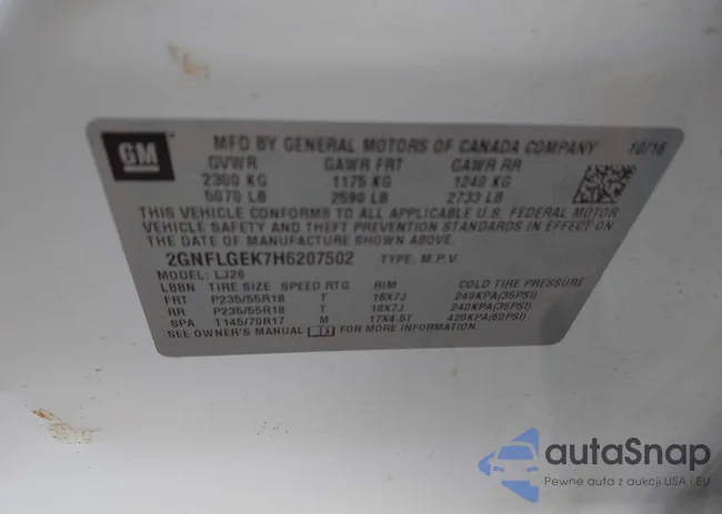 2GNFLGEK7H6207502: 44109705