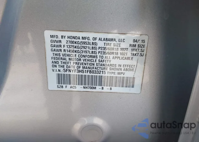 5FNYF3H51FB033215: 44109766