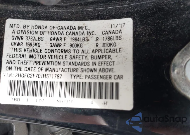 2HGFC2F70JH511787: 44109820