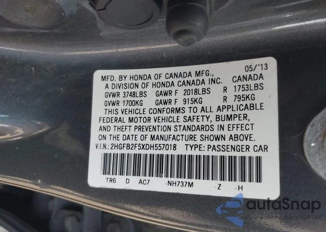 2HGFB2F5XDH557018: 44109832