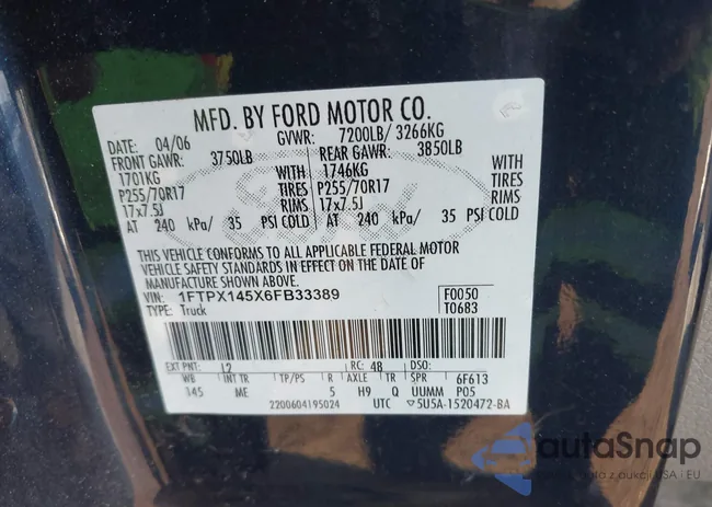 1FTPX145X6FB33389: 44109973