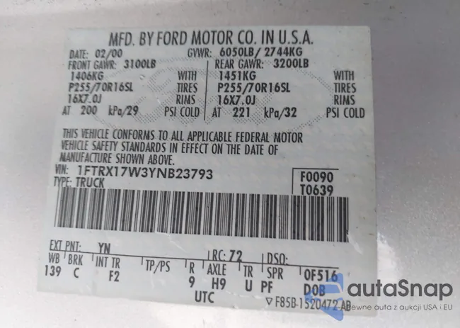 1FTRX17W3YNB23793: 44109981