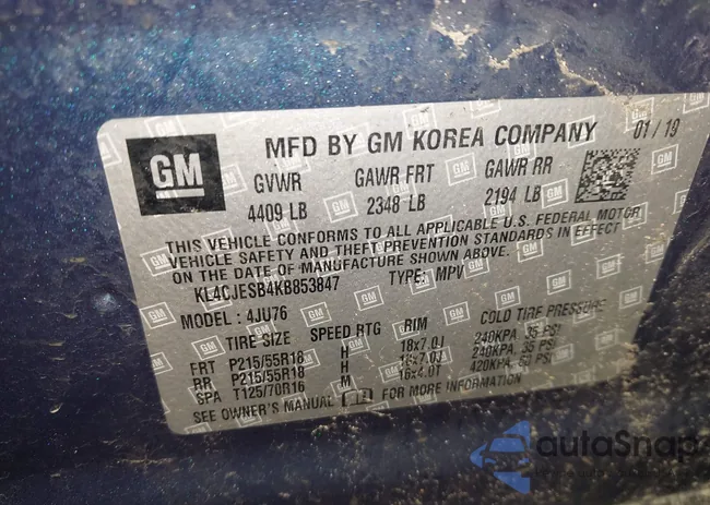 KL4CJESB4KB853847: 44110024