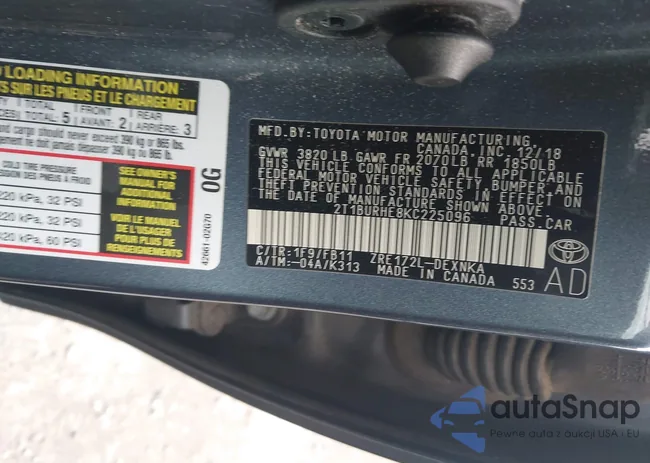 2T1BURHE8KC225096: 44110064