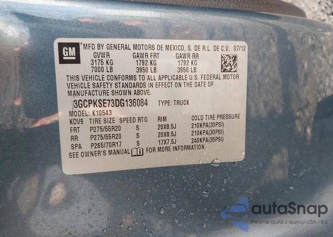 3GCPKSE73DG136084: 44110099