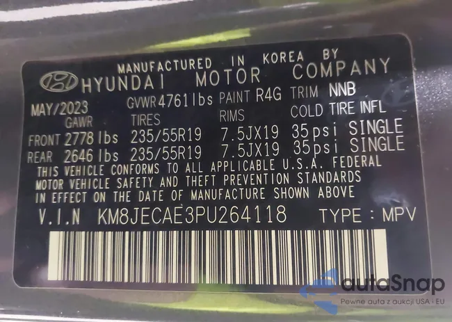 KM8JECAE3PU264118: 44110100