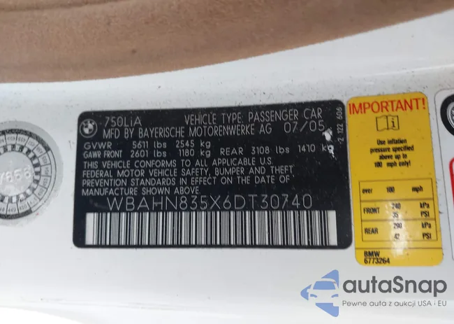 WBAHN835X6DT30740: 44109166