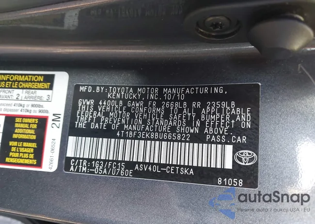 4T1BF3EK8BU665822: 44109403