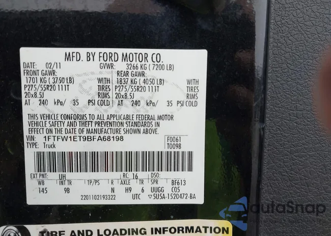 1FTFW1ET9BFA68198: 44109472