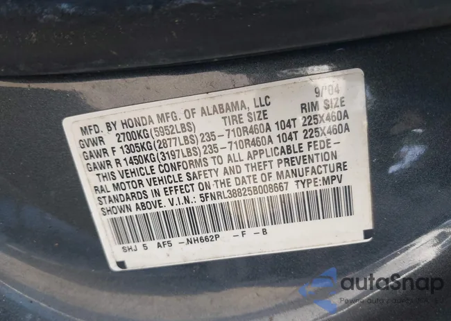 5FNRL38825B008667: 44109485