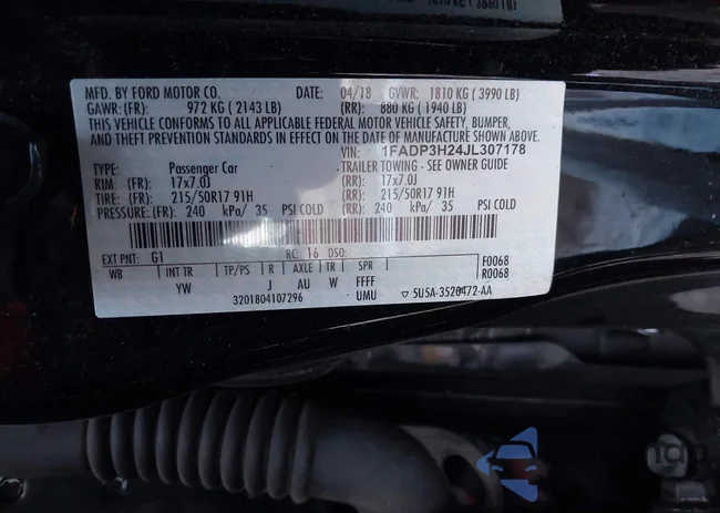 1FADP3H24JL307178: 44109500