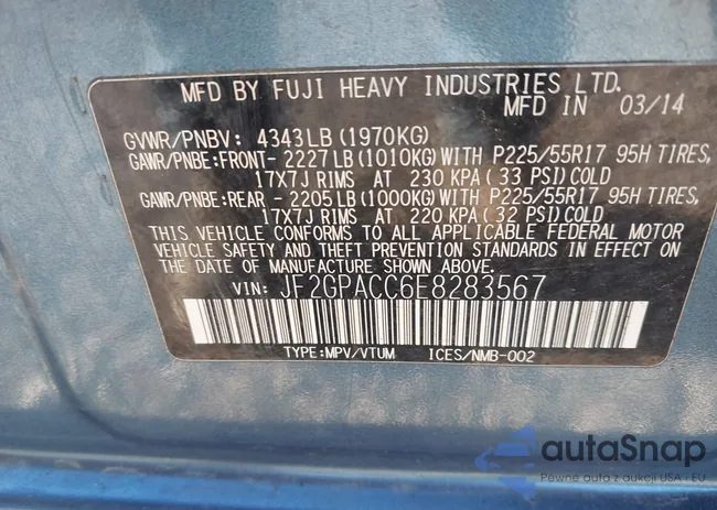 JF2GPACC6E8283567: 44110707