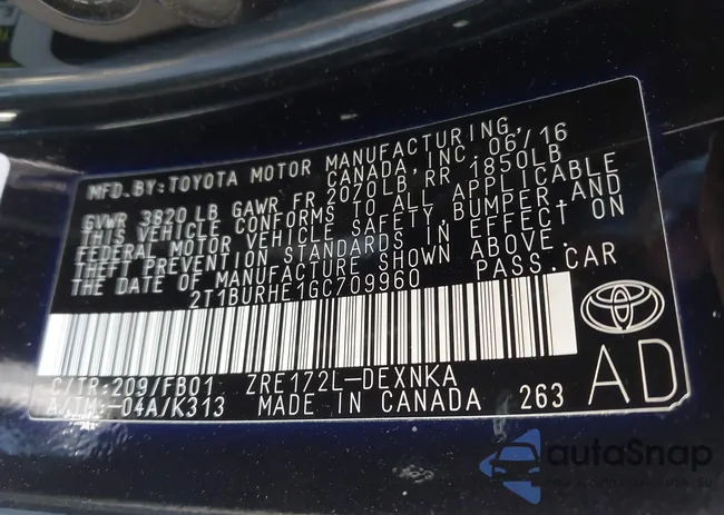 2T1BURHE1GC709960: 44110800