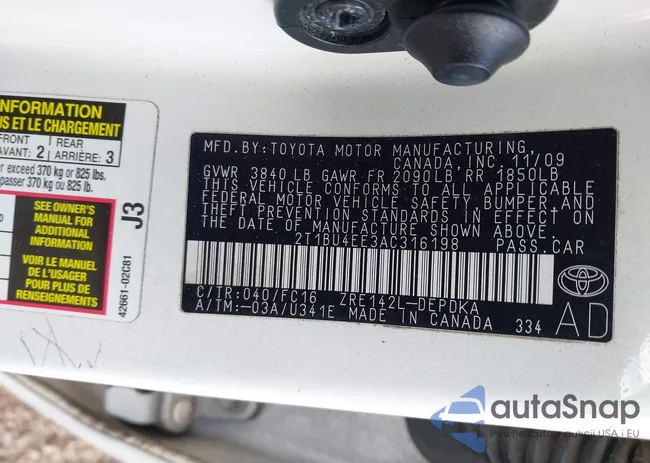 2T1BU4EE3AC316198: 44111049