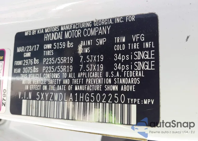 5XYZWDLA1HG502250: 44111074