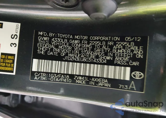 JTDZN3EU8C3143304: 44110185